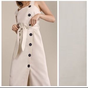 Massimo Dutti linen midi dress with side buttons